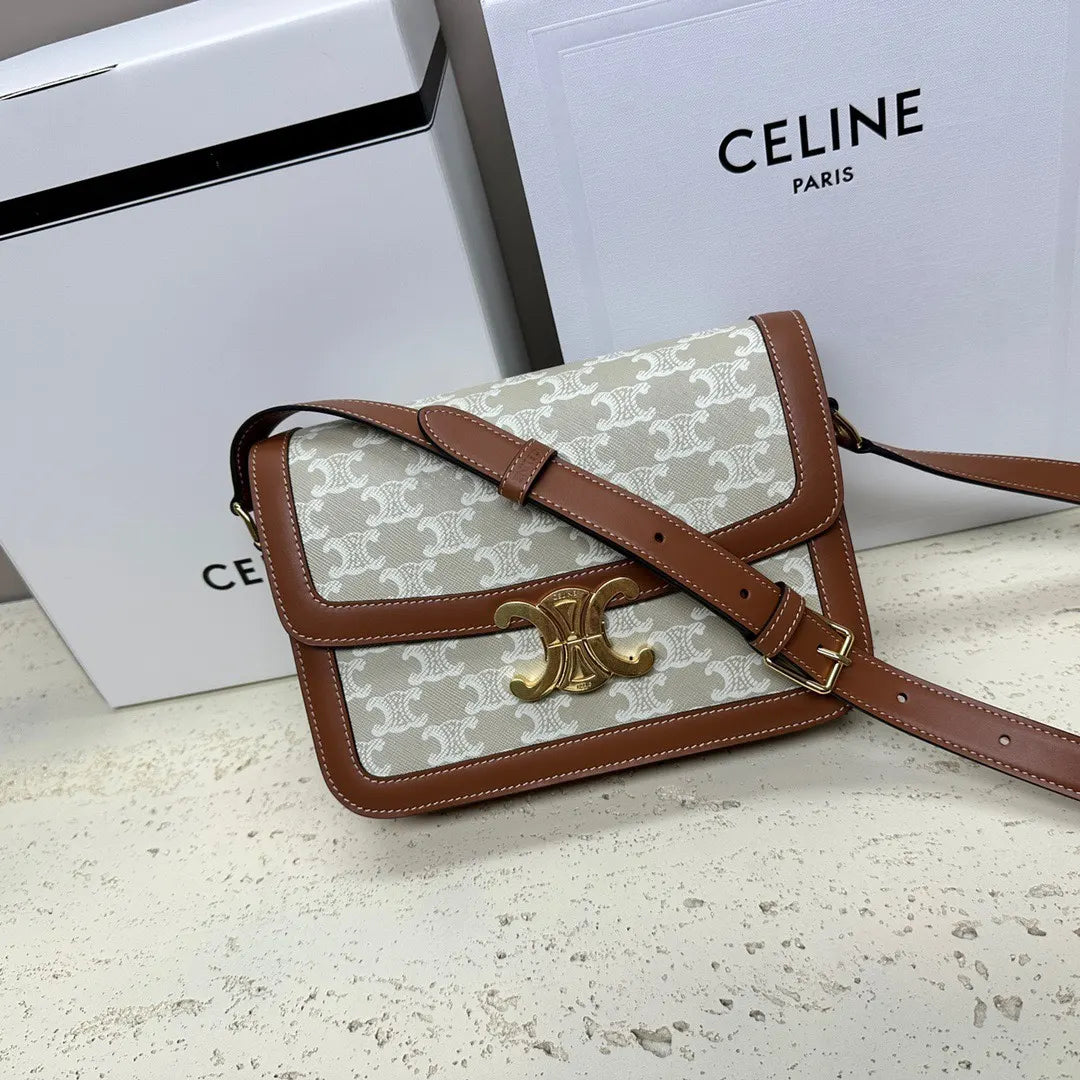 Celine Triomphe Canvas Bag Tan