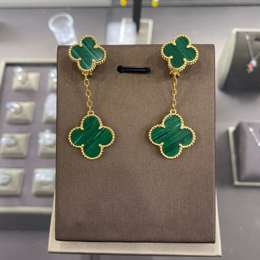 Van Cleef & Arpels CLOVER 2 MOTIFS GOLD EARRINGS
