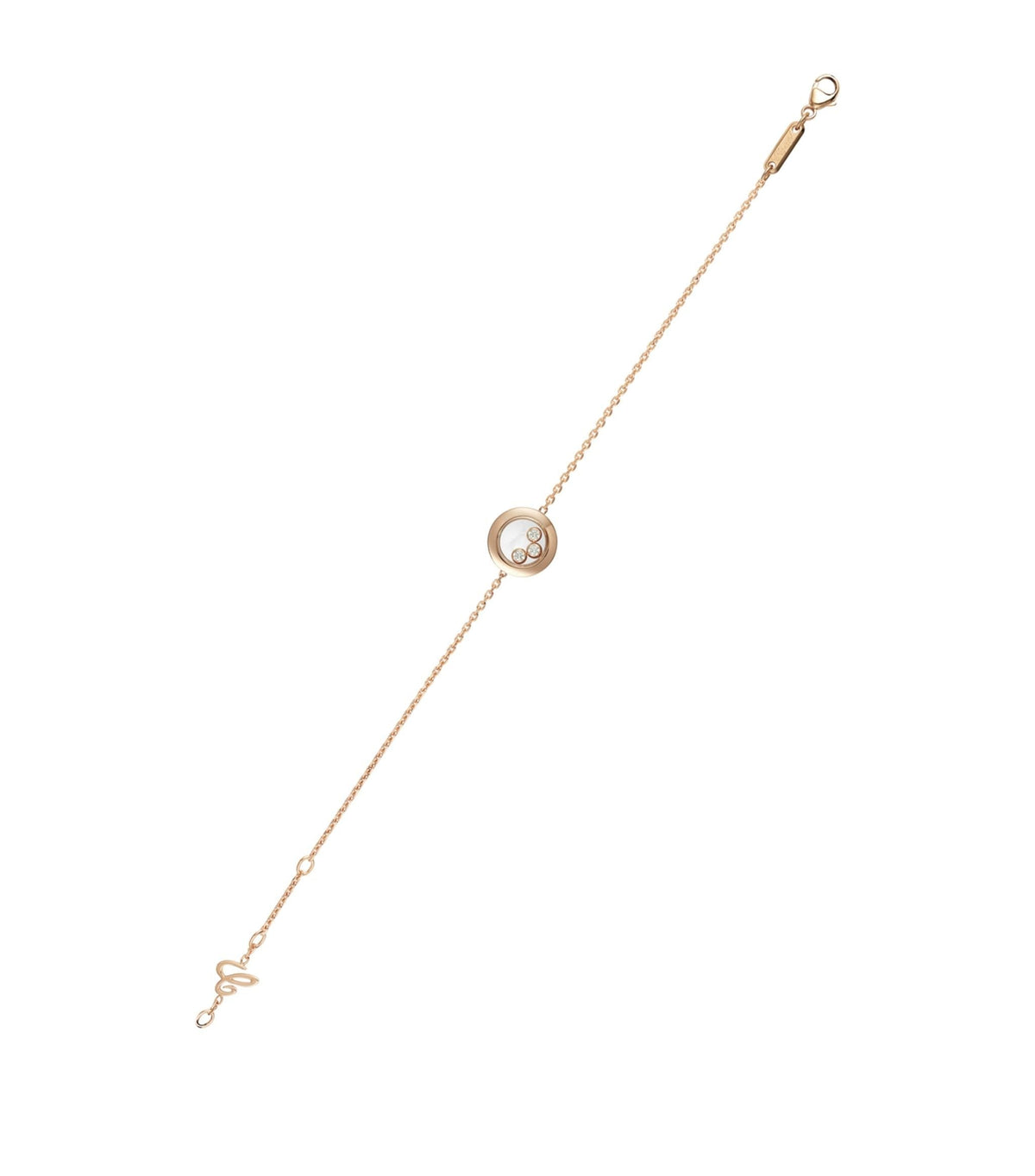 HAPPY HEART BRACELET PINK GOLD 3 DIAMOND