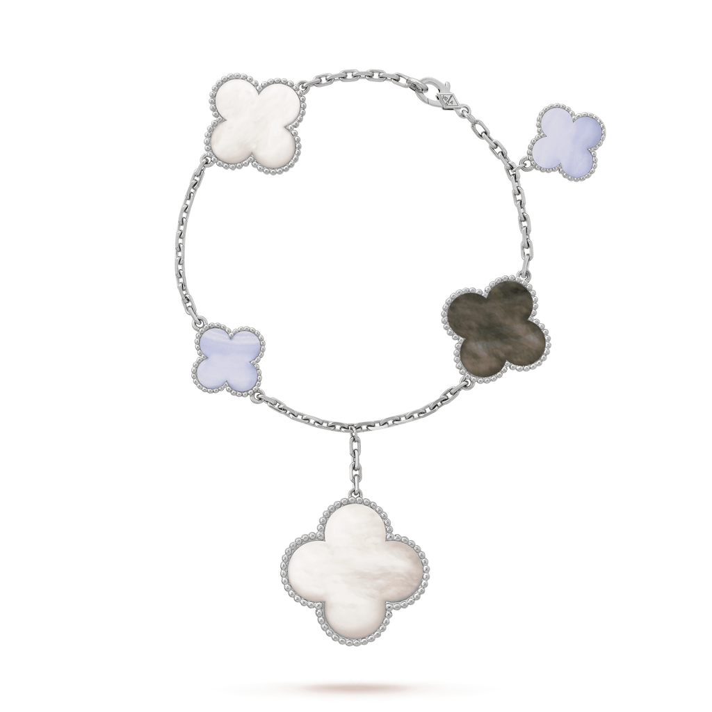Van Cleef & Arpels CLOVER 5 MOTIFS SIVLER WHITE MOP BRACELET