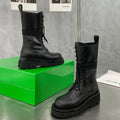 BOTTEGA VENETA LUG LACE-UP BOOT IN BLACK CALFSKIN 7 CM
