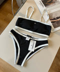 CHANEL BIKINI SWIMSUIT SET BLACK WHITE 174796