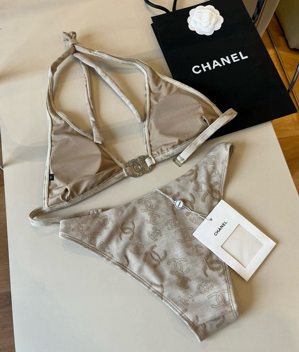CHANEL SWIMSUIT IN NUDE EMBROIDERED LOGO 604223