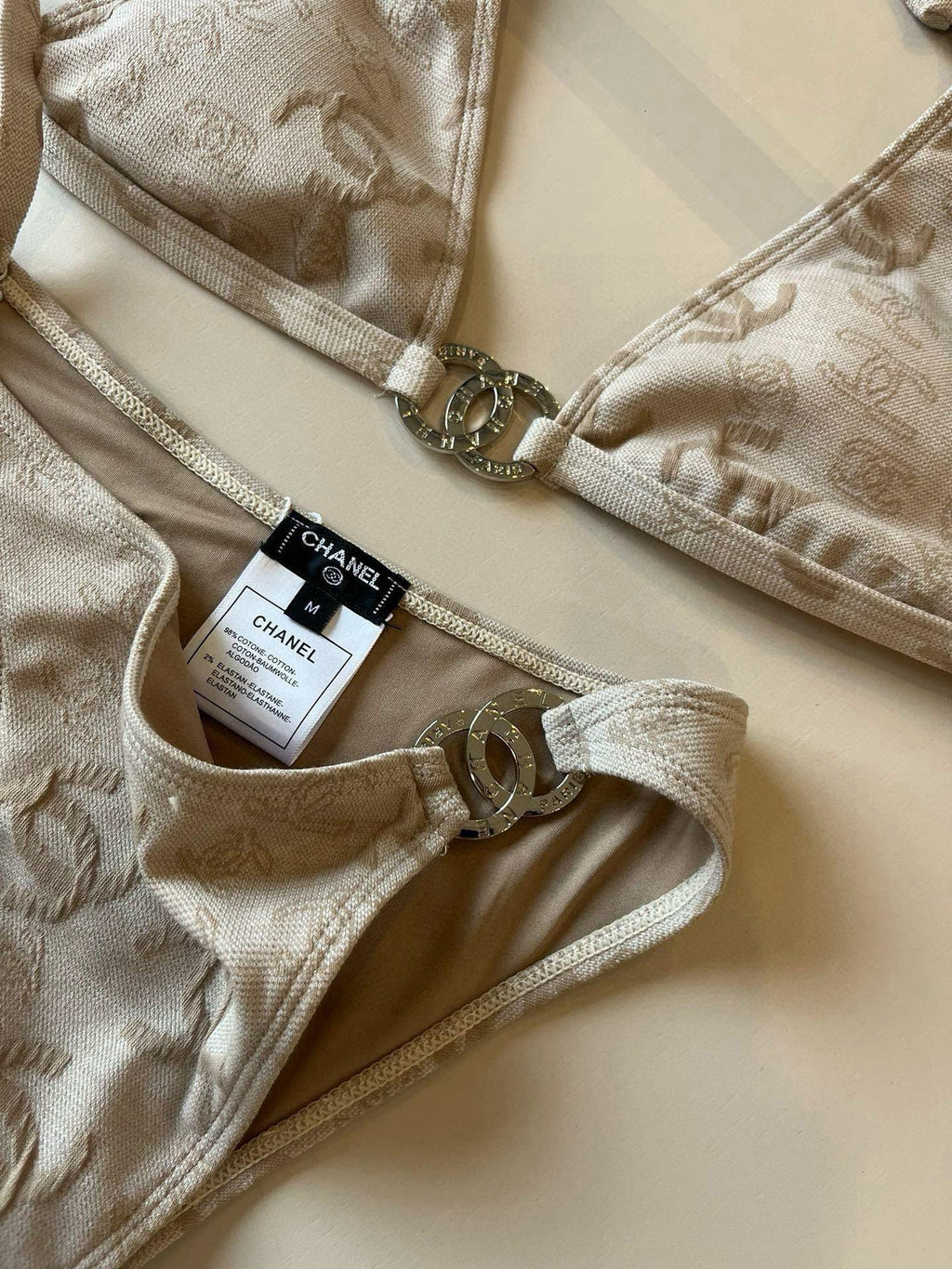 CHANEL SWIMSUIT IN NUDE EMBROIDERED LOGO 604223