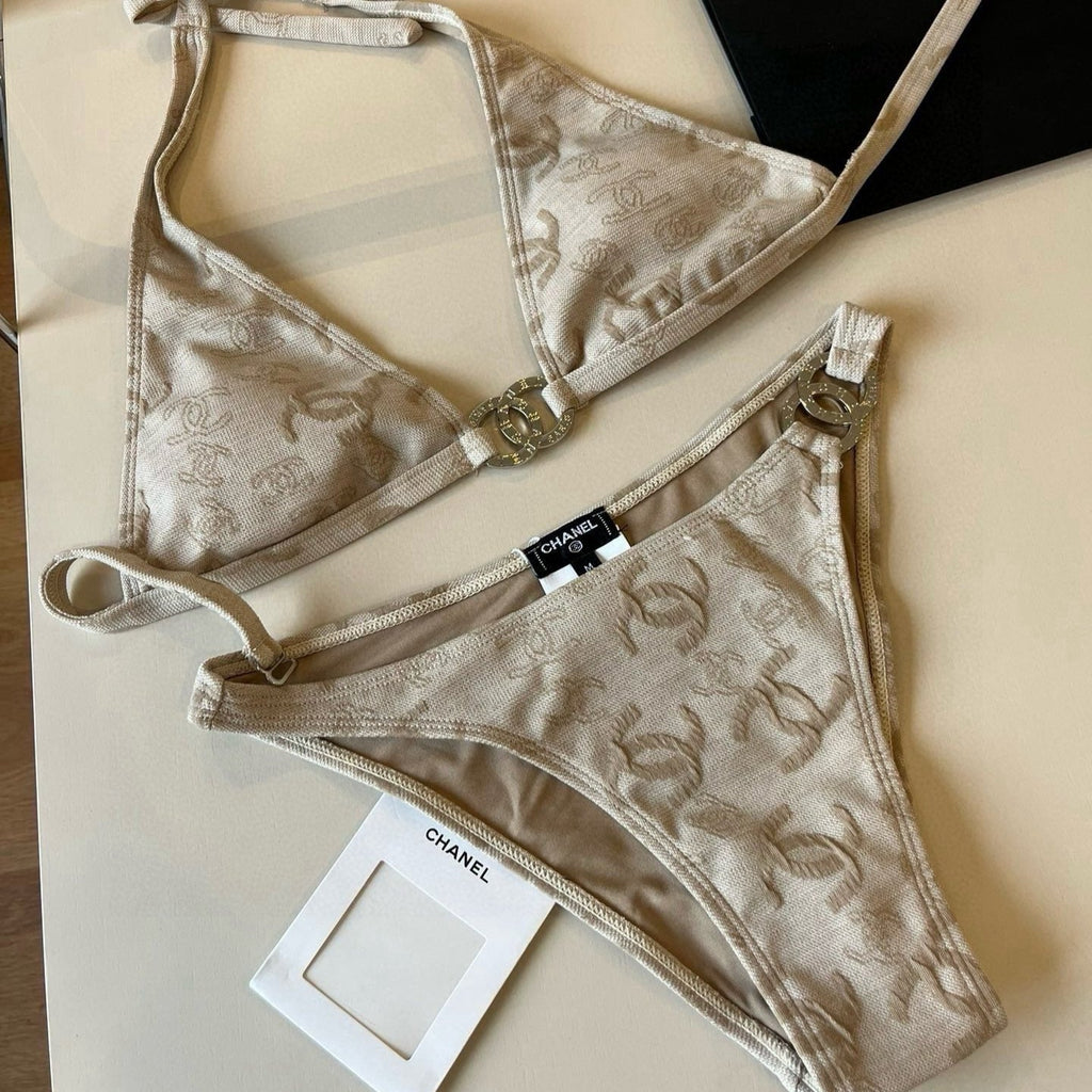 CHANEL SWIMSUIT IN NUDE EMBROIDERED LOGO 604223