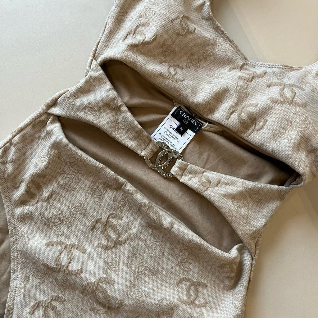 CHANEL SWIMSUIT IN NUDE EMBROIDERED LOGO 626005