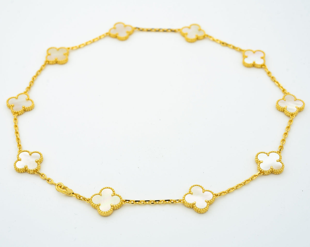 Van Cleef & Arpels VINTAGE WHITE MOP NECKLACE 10 MOTIFS GOLD