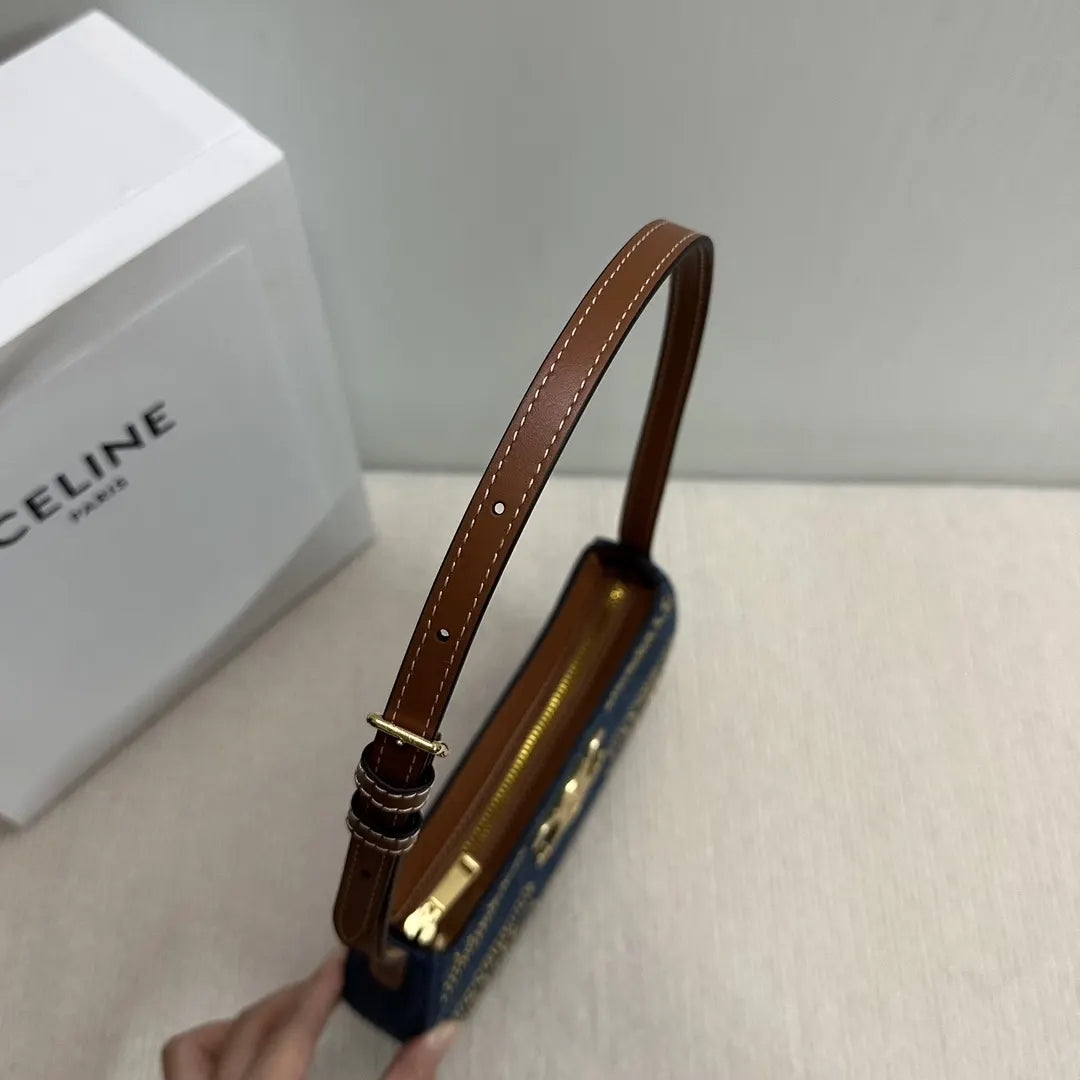 blue Celine Denim Triomphe Bag - Hình 7