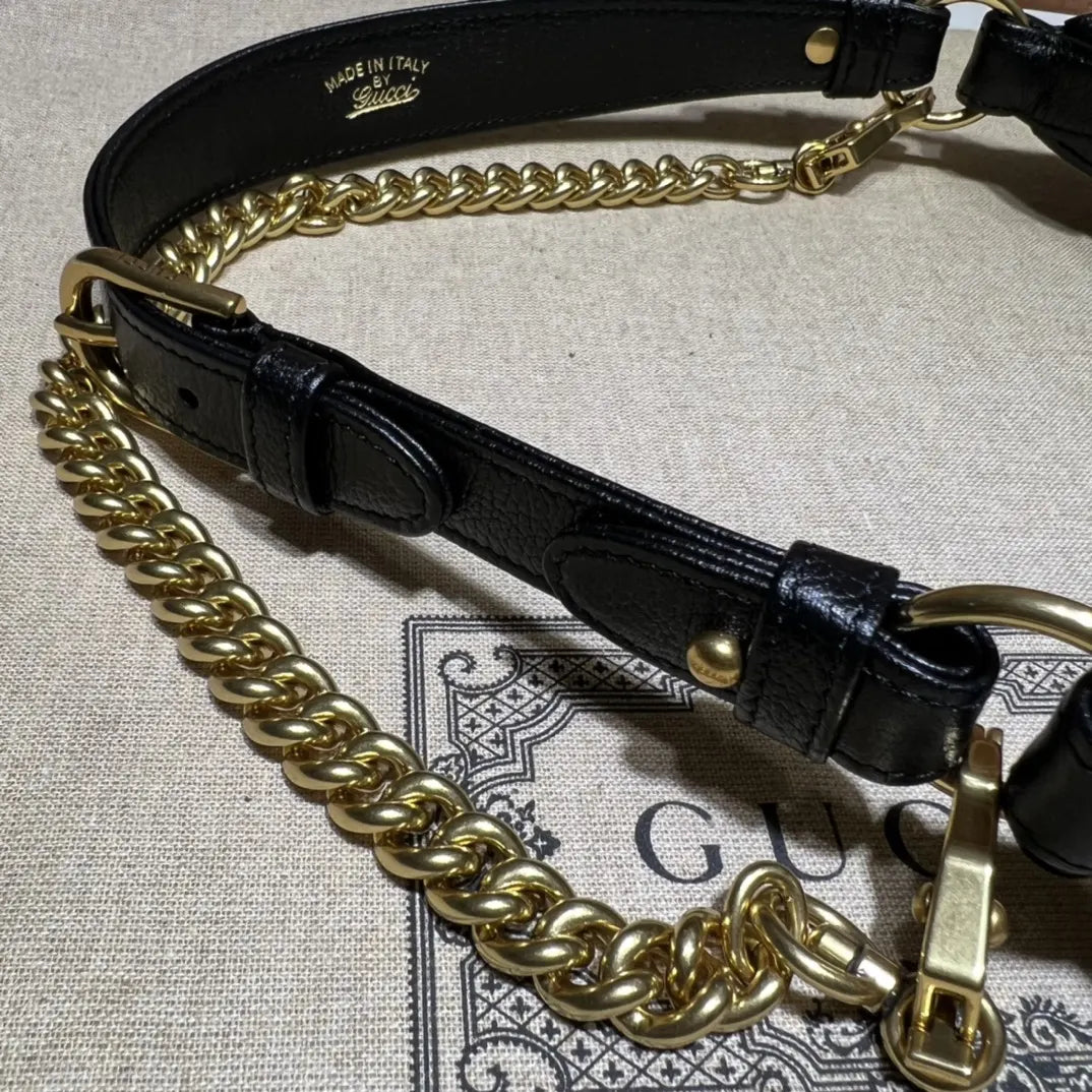 bag Gucci Black Leather Half-Moon - Hình 7