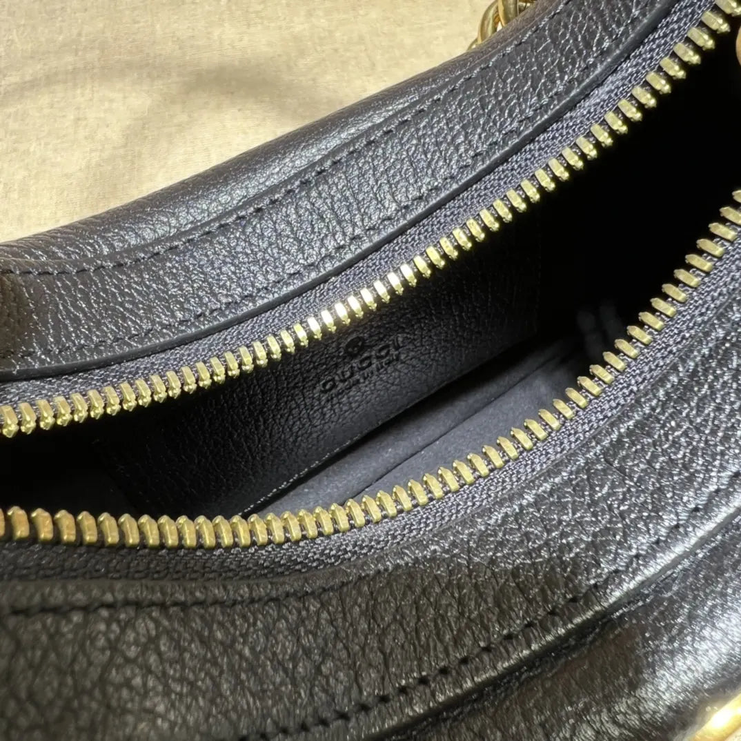 bag Gucci Black Leather Half-Moon - Hình 9