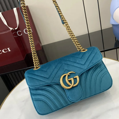 Gucci Marmont Teal Velvet Bag - Hình 7