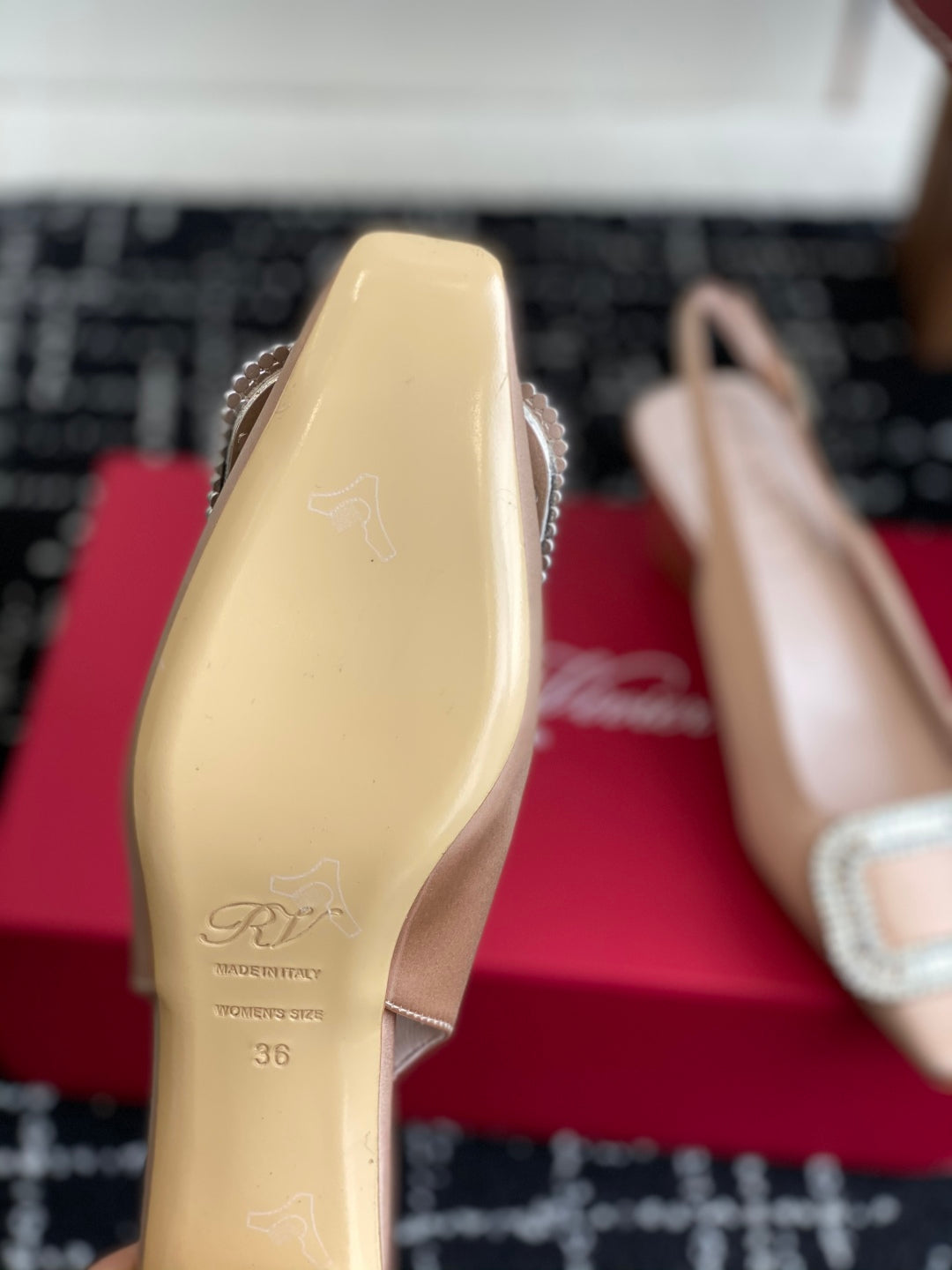 ROGER VIVIER 25S VIVIER SLINGBACK 45MM IN BEIGE SILK EMBELLISHED CRYSTALS