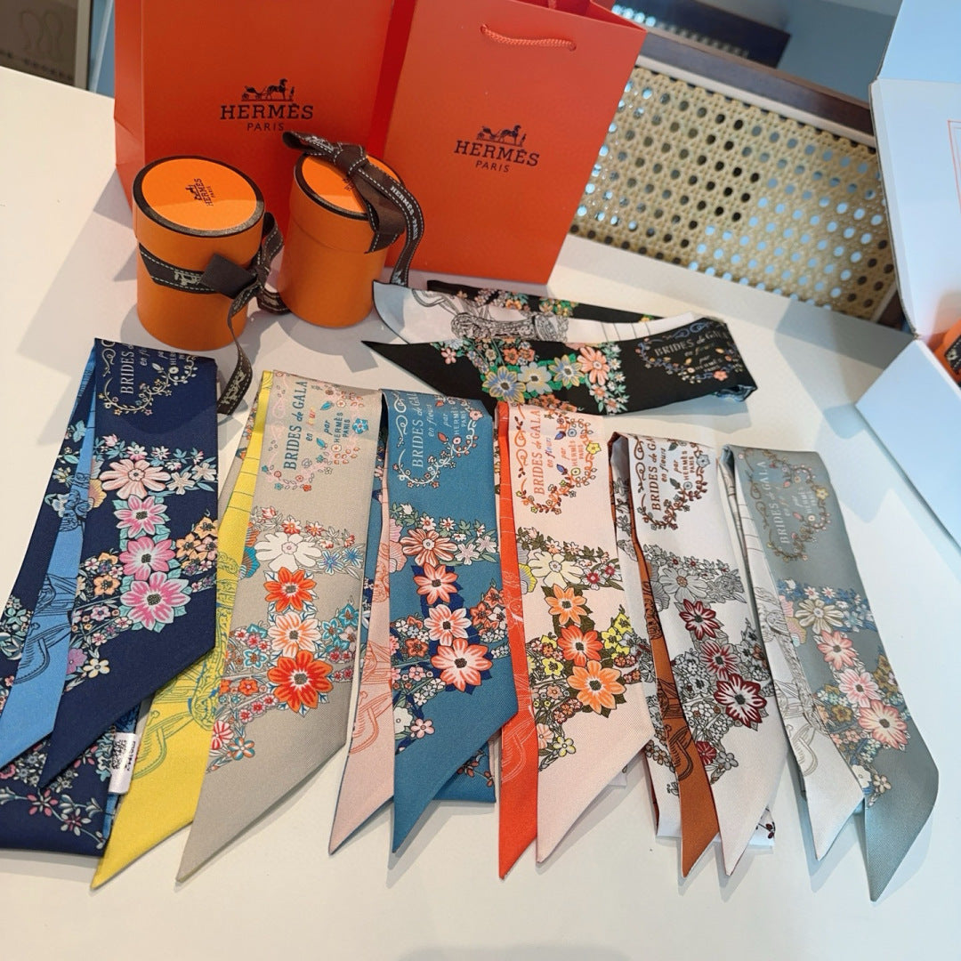 HERMES HERMES 25S SILK NECKERCHIEF 86 IN SILK 714379