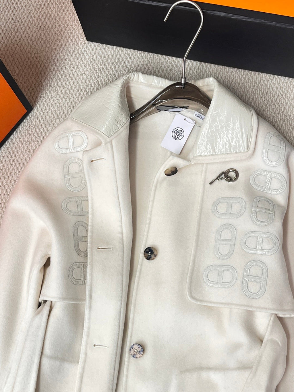 HERMES 25S LONG CASERE PIG-NOSE COAT 206