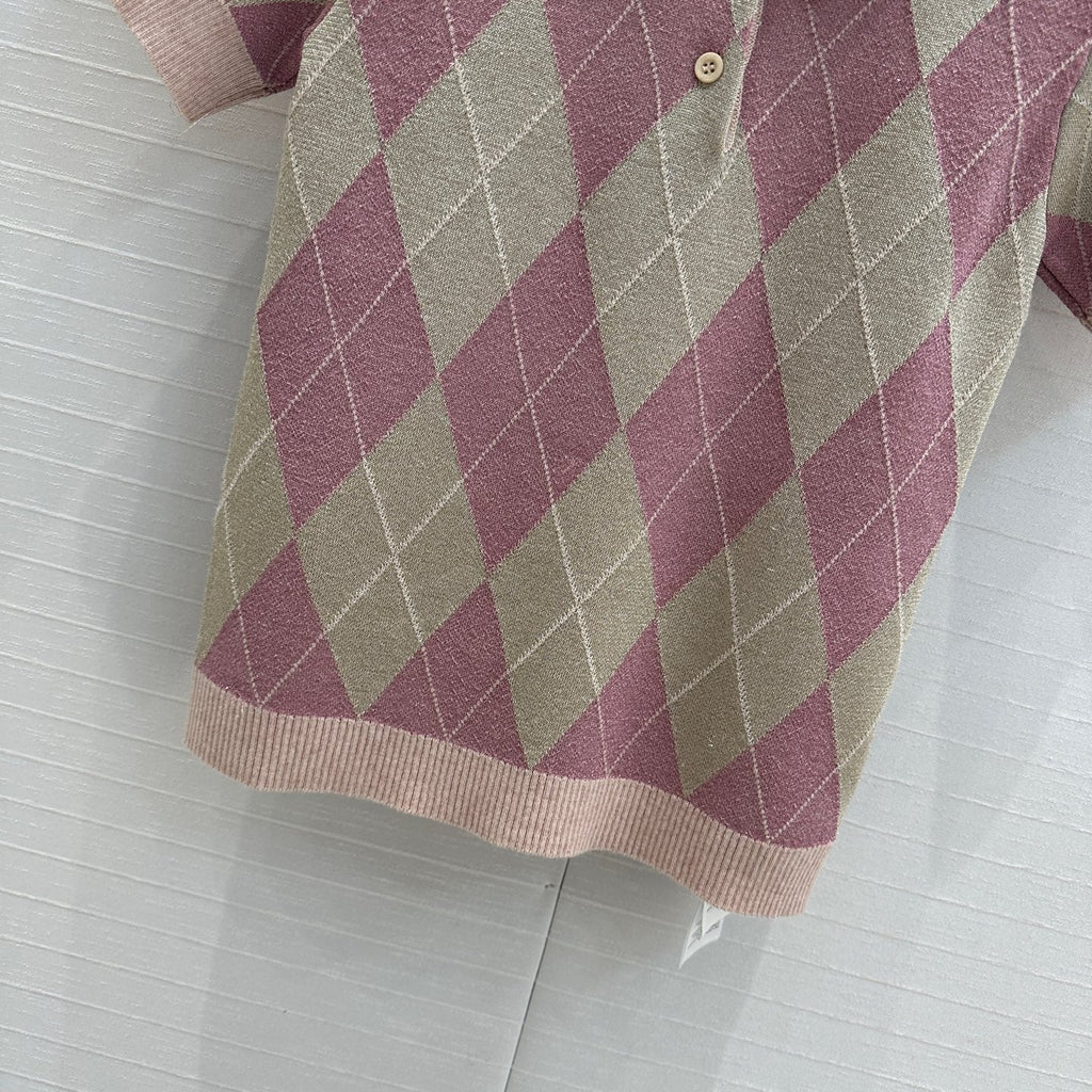 GUCCI Gucci 25 Short-sleeved Knitted Sweater Pink Wool