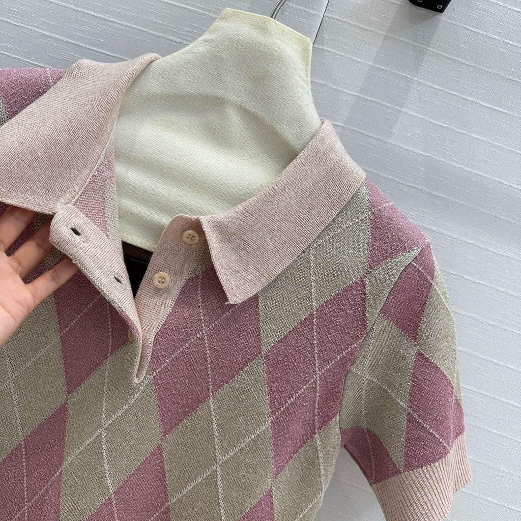 GUCCI Gucci 25 Short-sleeved Knitted Sweater Pink Wool