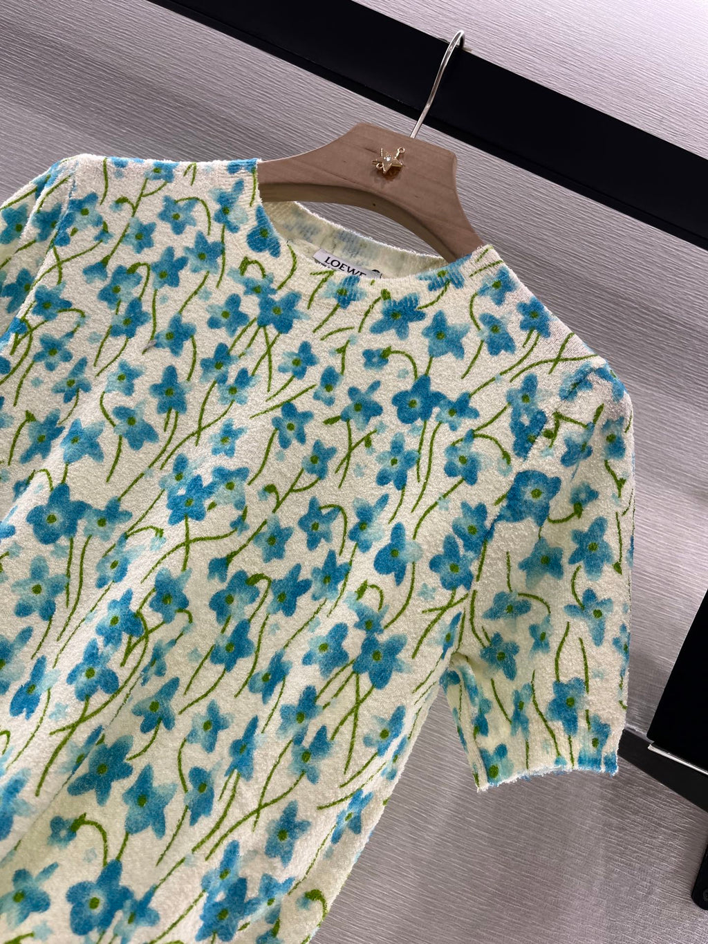 LOEW 25S SHORT SLEEVE SWEATER KNIT FLORAL 264994