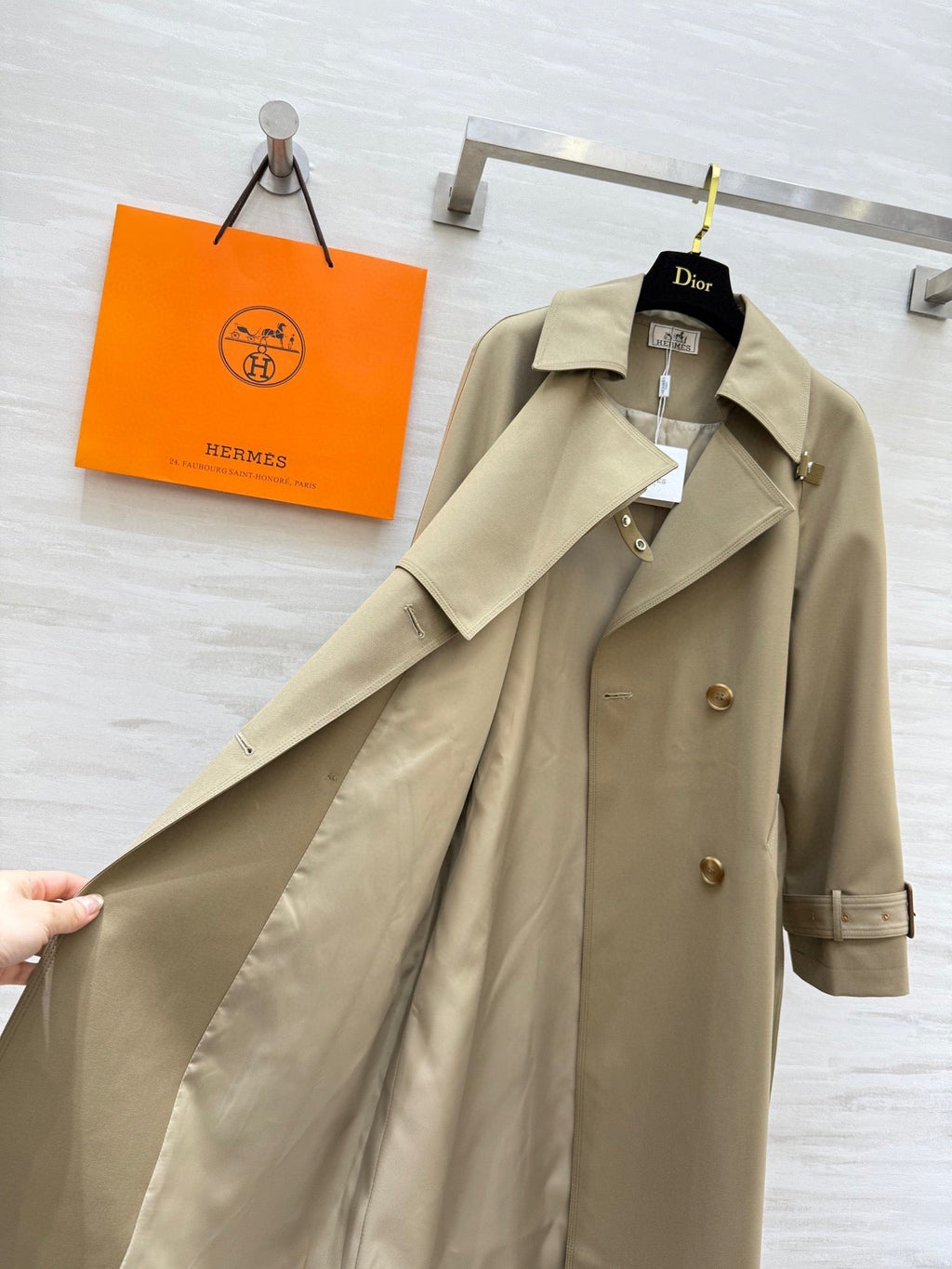 HERMES HERMES 25S LONG WINDBREAKER 527284
