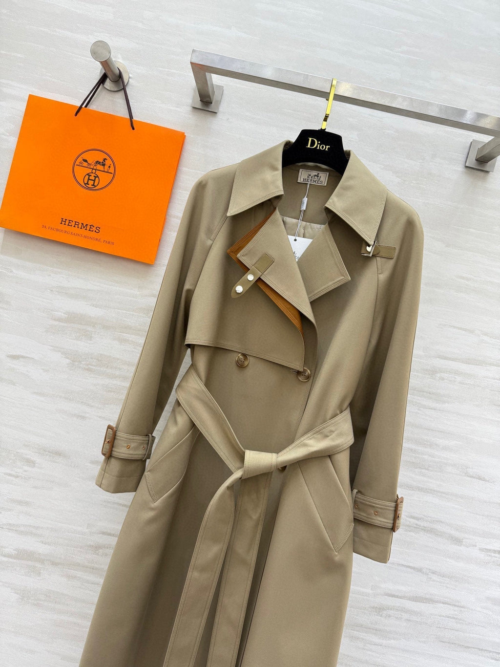 HERMES HERMES 25S LONG WINDBREAKER 527284