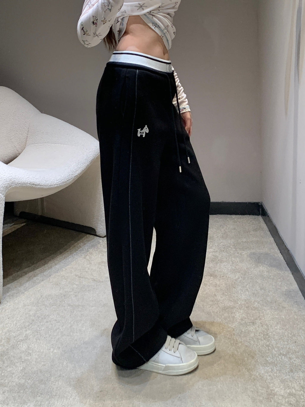 HERMES 25S FLEECE-LINED WIDE-LEG PANTS 442