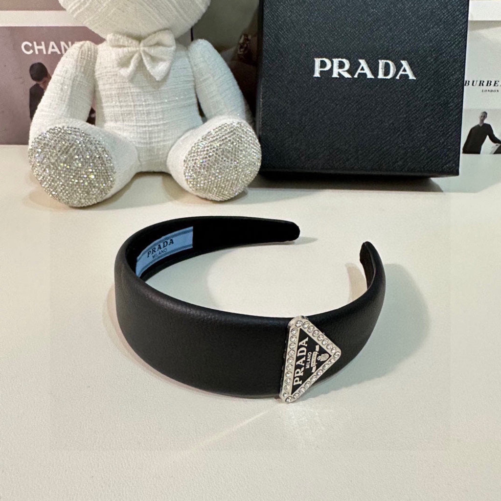 PRADA BLACK CALFSKIN HAIRBAND 154897