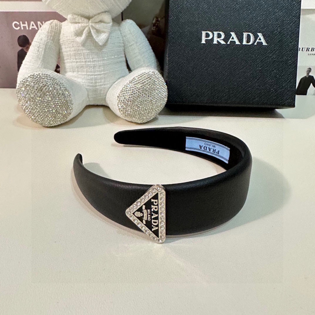 PRADA BLACK CALFSKIN HAIRBAND 154897