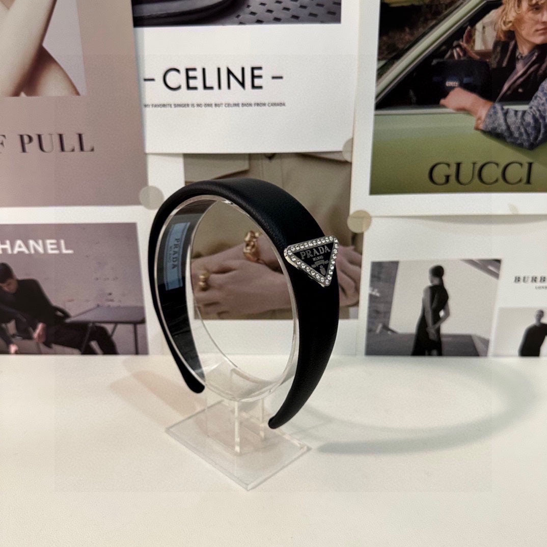 PRADA BLACK CALFSKIN HAIRBAND 154897