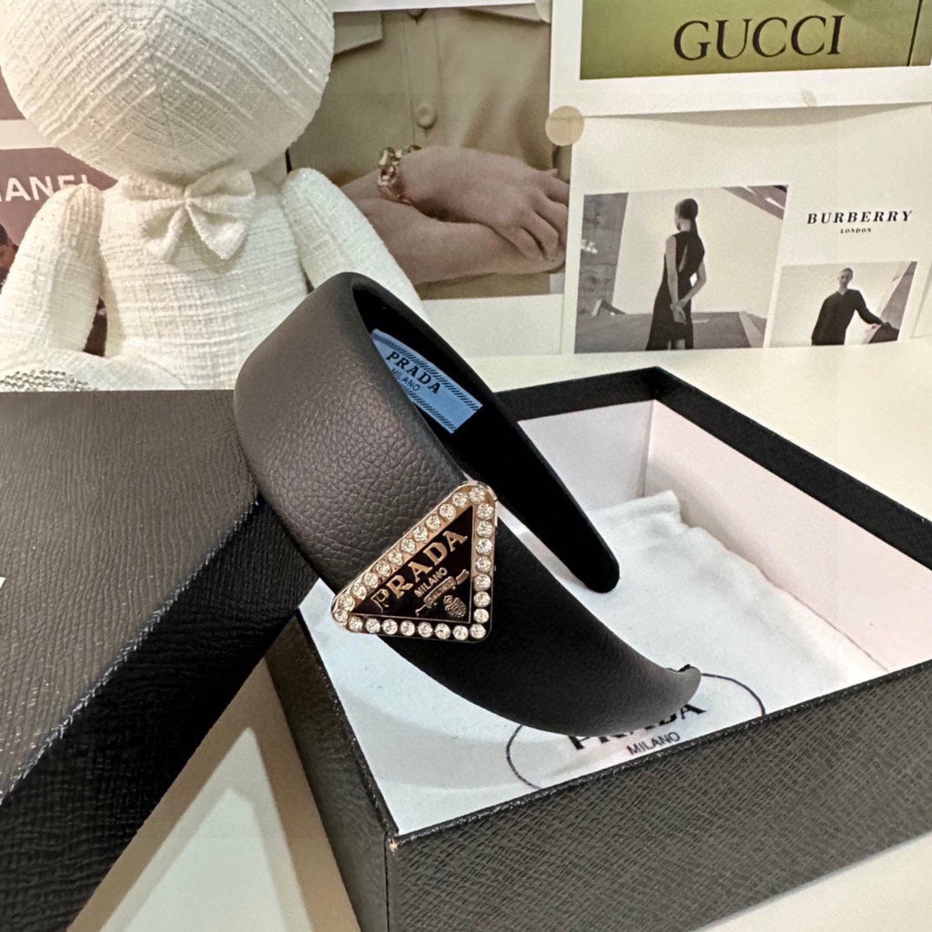 PRADA BLACK CALFSKIN HAIRBAND 154897