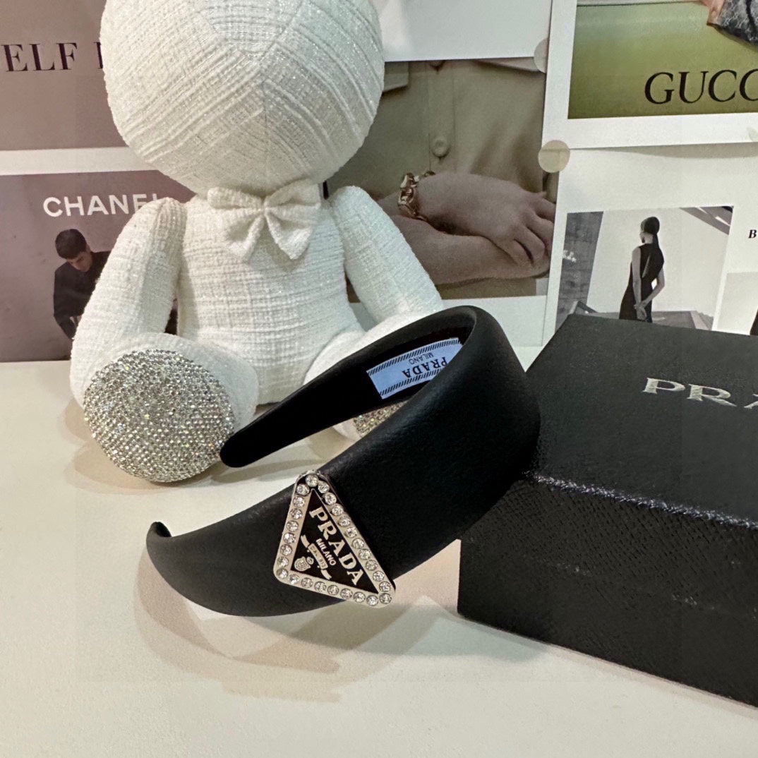 PRADA BLACK CALFSKIN HAIRBAND 154897