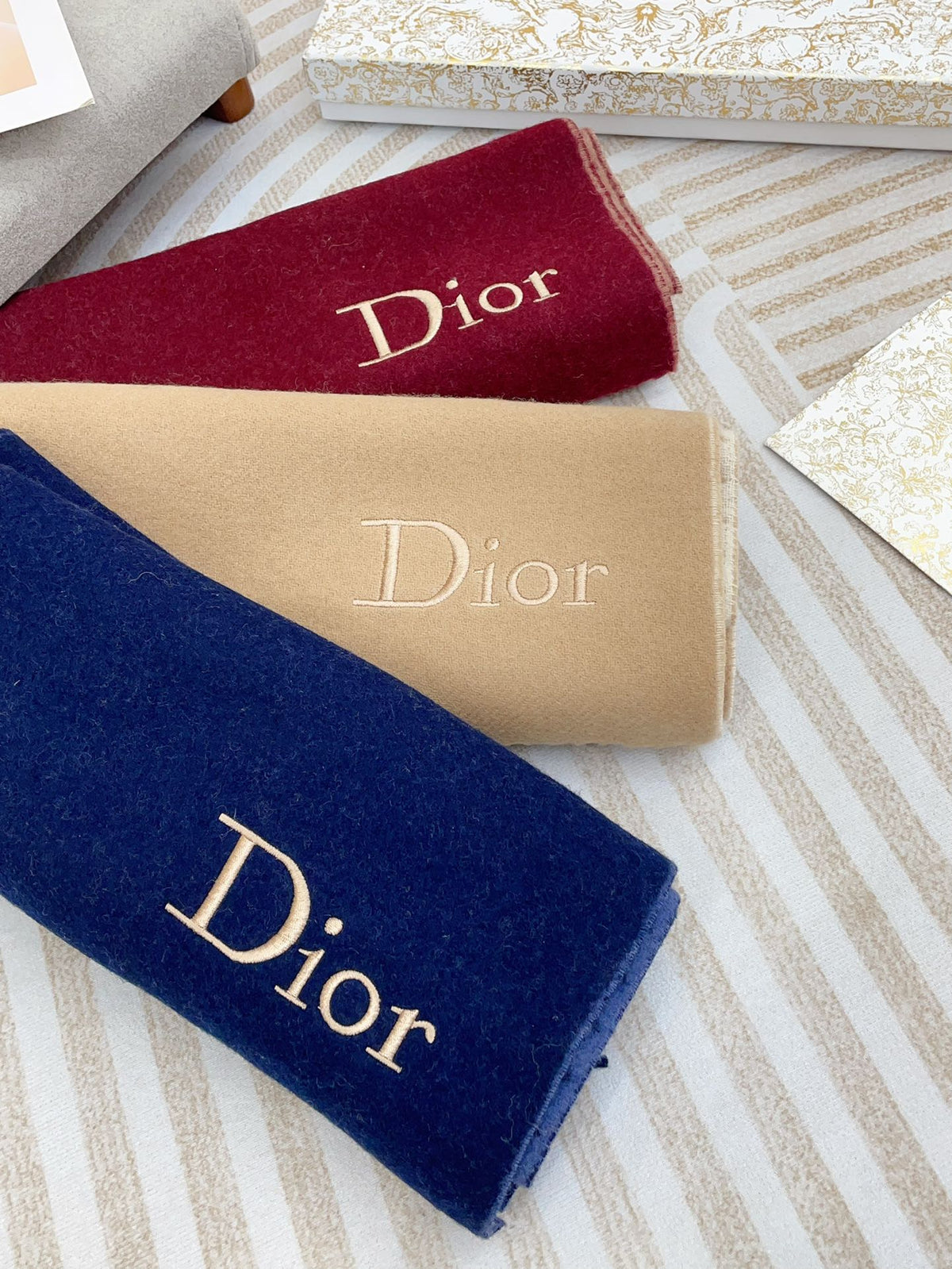 DIOR SCARF 180 CM IN NAVY BLUE CASHMERE 419819