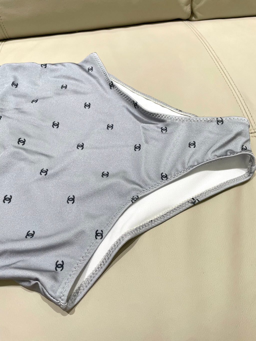 CHANEL BIKINI SWIMSUIT SET IN GREY AND BLACK 593032