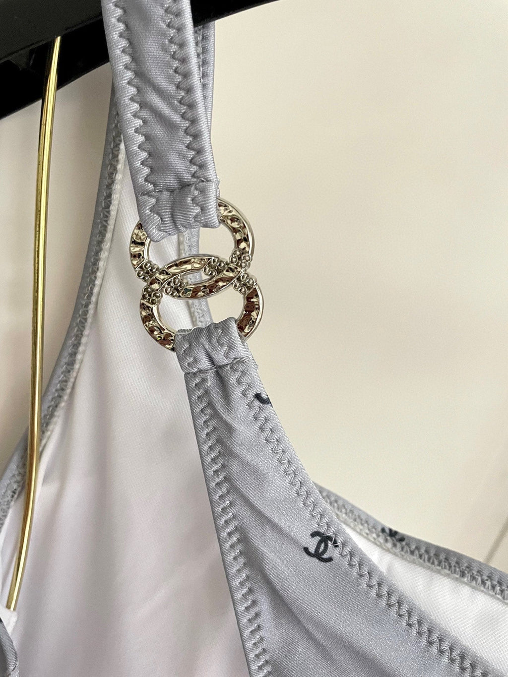 CHANEL BIKINI SWIMSUIT SET IN GREY AND BLACK 593032