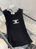 CELINE TANK TOP 627696 IN BLACK COTTON RIBBED
