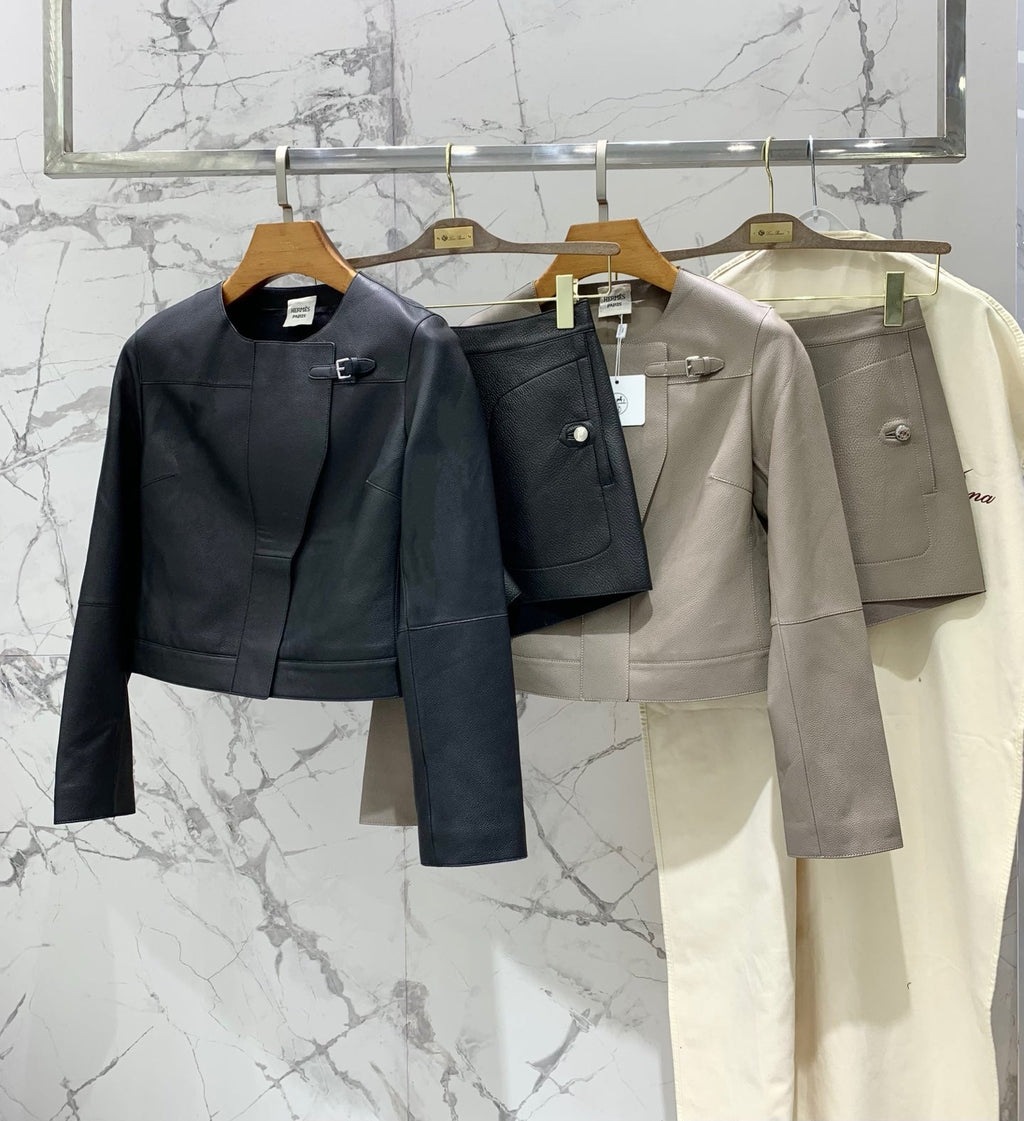 HERMES HERMES 25S LEATHER JACKET WITH LEATHER SHORTS 528564