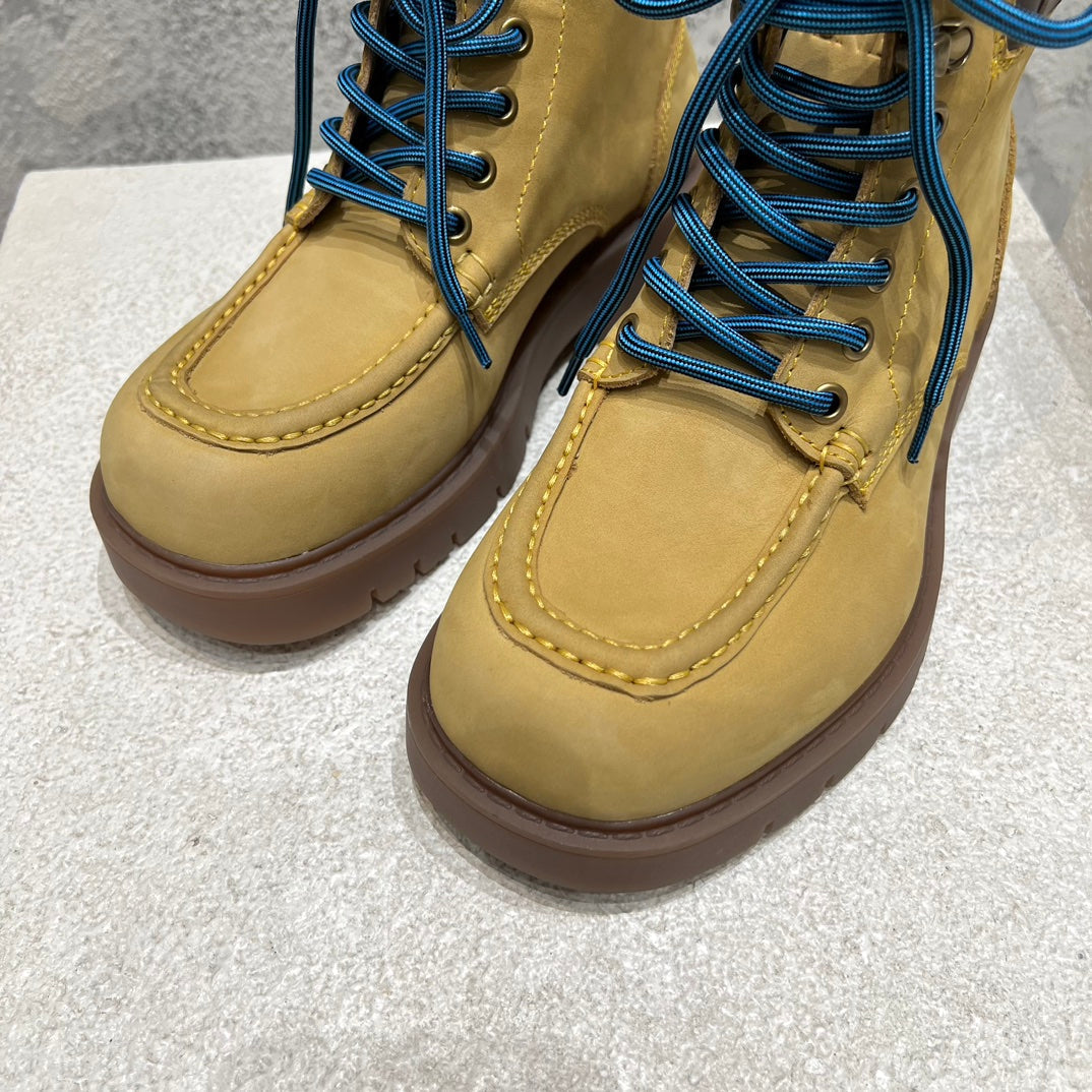 BOTTEGA VENETA HADDOCK LACE-UP ANKLE BOOT IN CIDER BROWN SUEDE