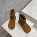 BOTTEGA VENETA SNAP ANKLE BOOT IN BRONZE BROWN SUEDE AND SHEARLING LINING