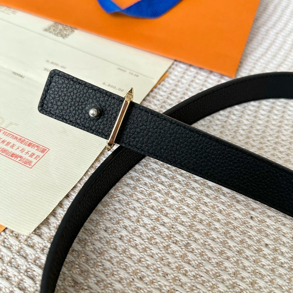 LOUIS VUITTON LV FLOWERGRAM 25 MM REVERSIBLE BELT IN BROWN DAMIER CALFSKIN GOLD MIX SILVER HARDWARE