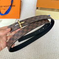 LOUIS VUITTON LV FLOWERGRAM 25 MM REVERSIBLE BELT IN BROWN DAMIER CALFSKIN GOLD MIX SILVER HARDWARE