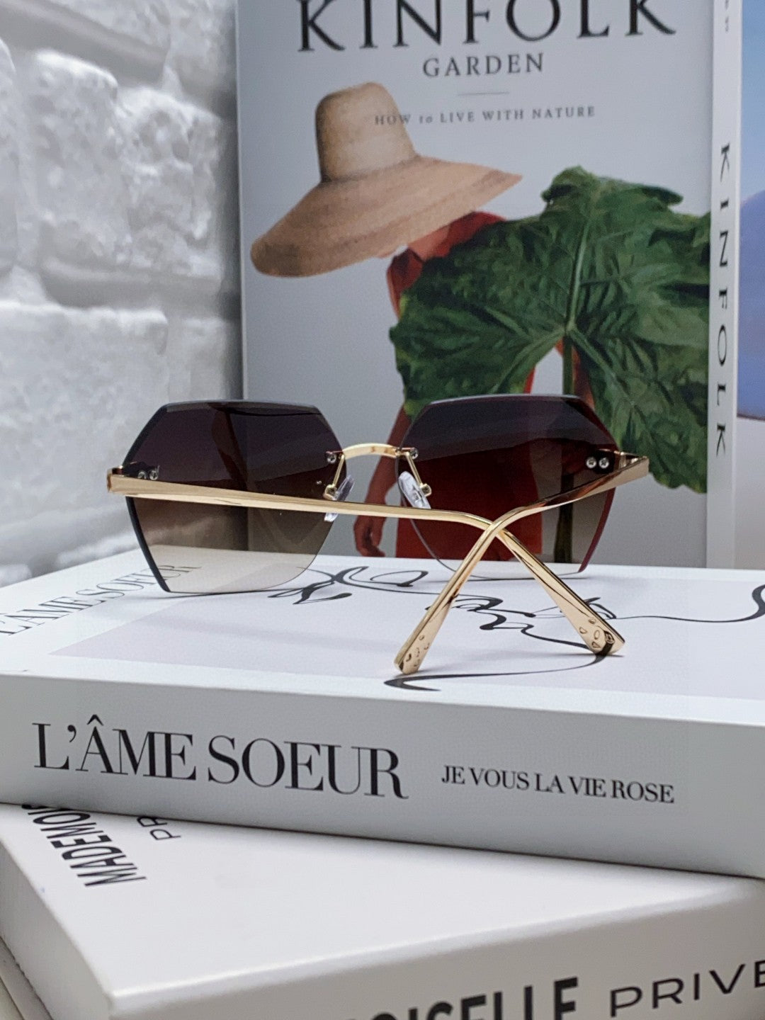 PANTHÈRE RIMLESS GEOMETRIC FRAME SUNGLASSES 539743 IN METAL