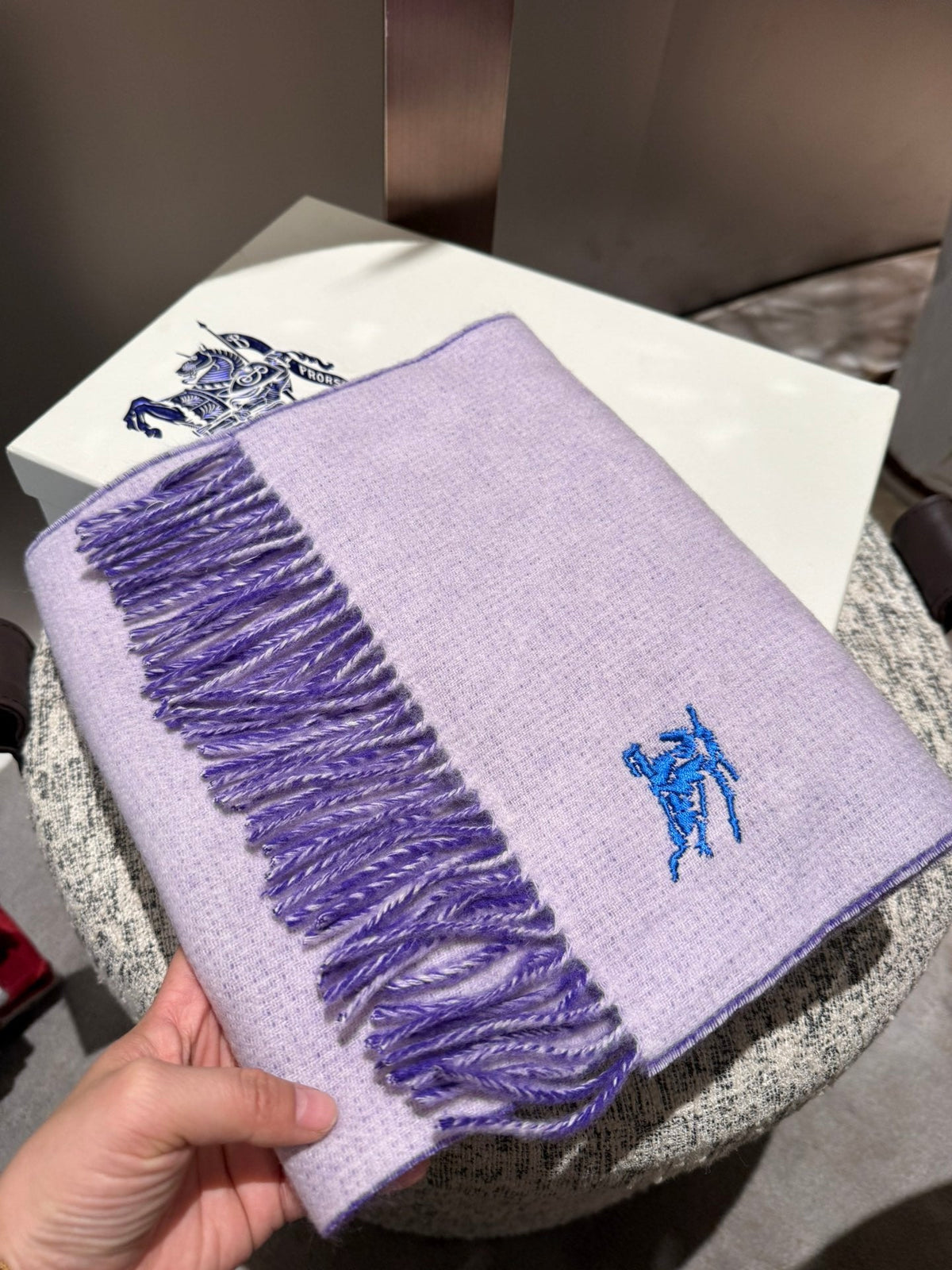 REVERSIBLE SCARF 180 CM IN VIOLET PURPLE CASHMERE 407411