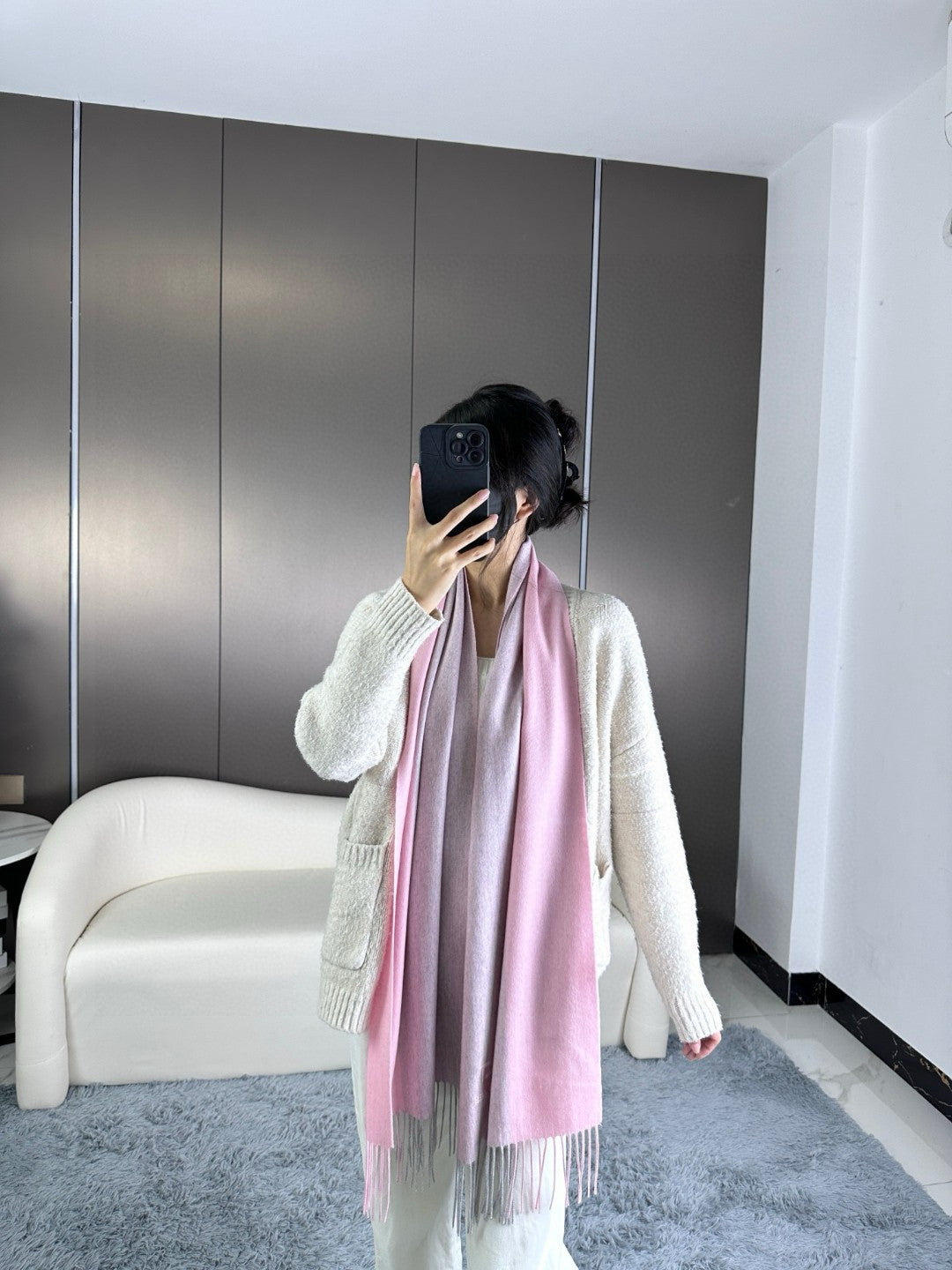 HERMES SCRAF 190 CM IN BLUSH PINK CASERE