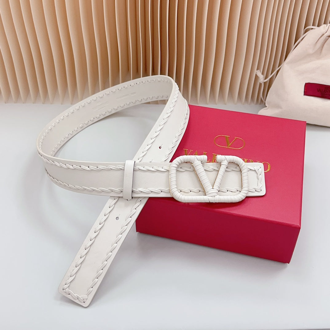 Vlogo White Leather Buckle 40mm White