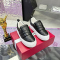 PUFFY LEATHER LOW TOP SNEAKERS IN BLACK LAMBSKIN