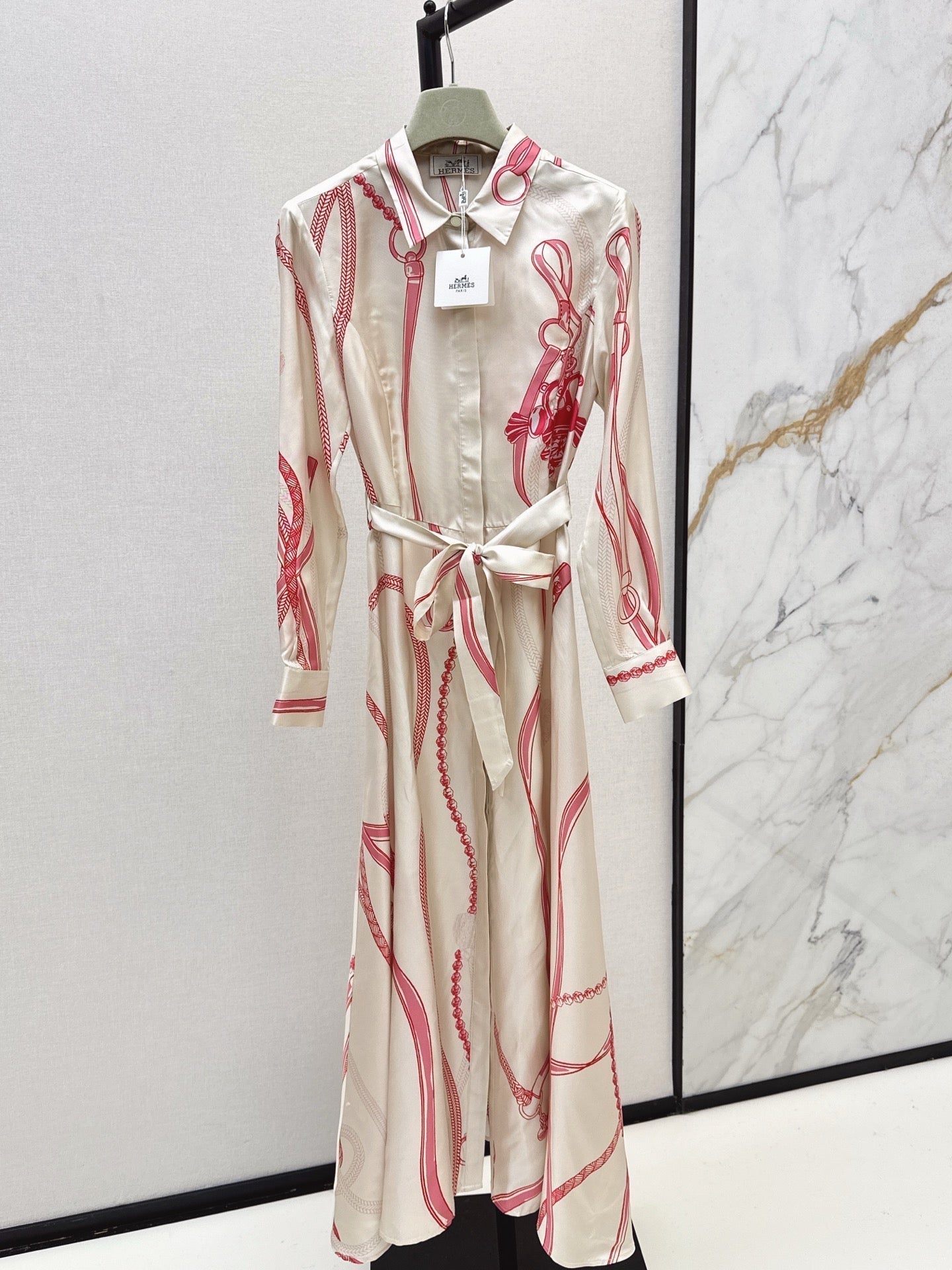 HERMES HERMES 25S LONG SILK DRESS 134
