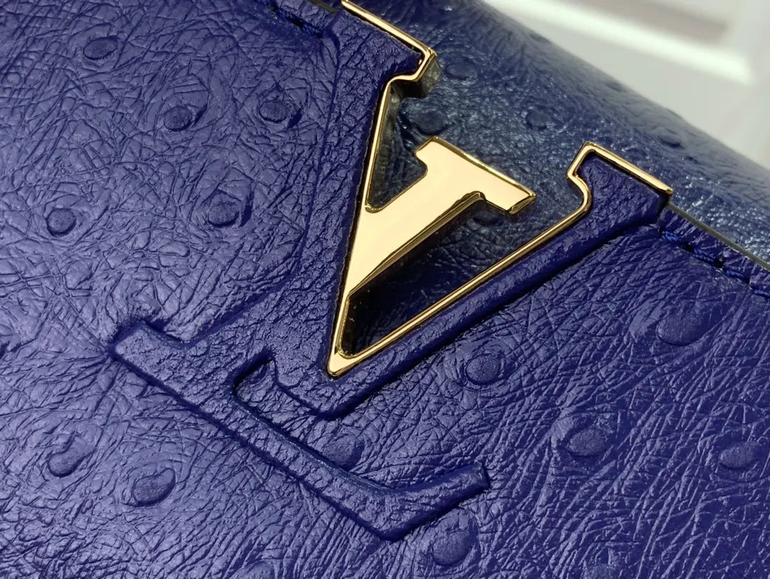Louis Vuitton Blue Ostrich Leather Capucines BB Bag