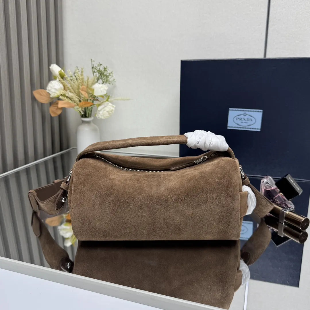 Prada Suede Brown Mini Bag - Hình 2