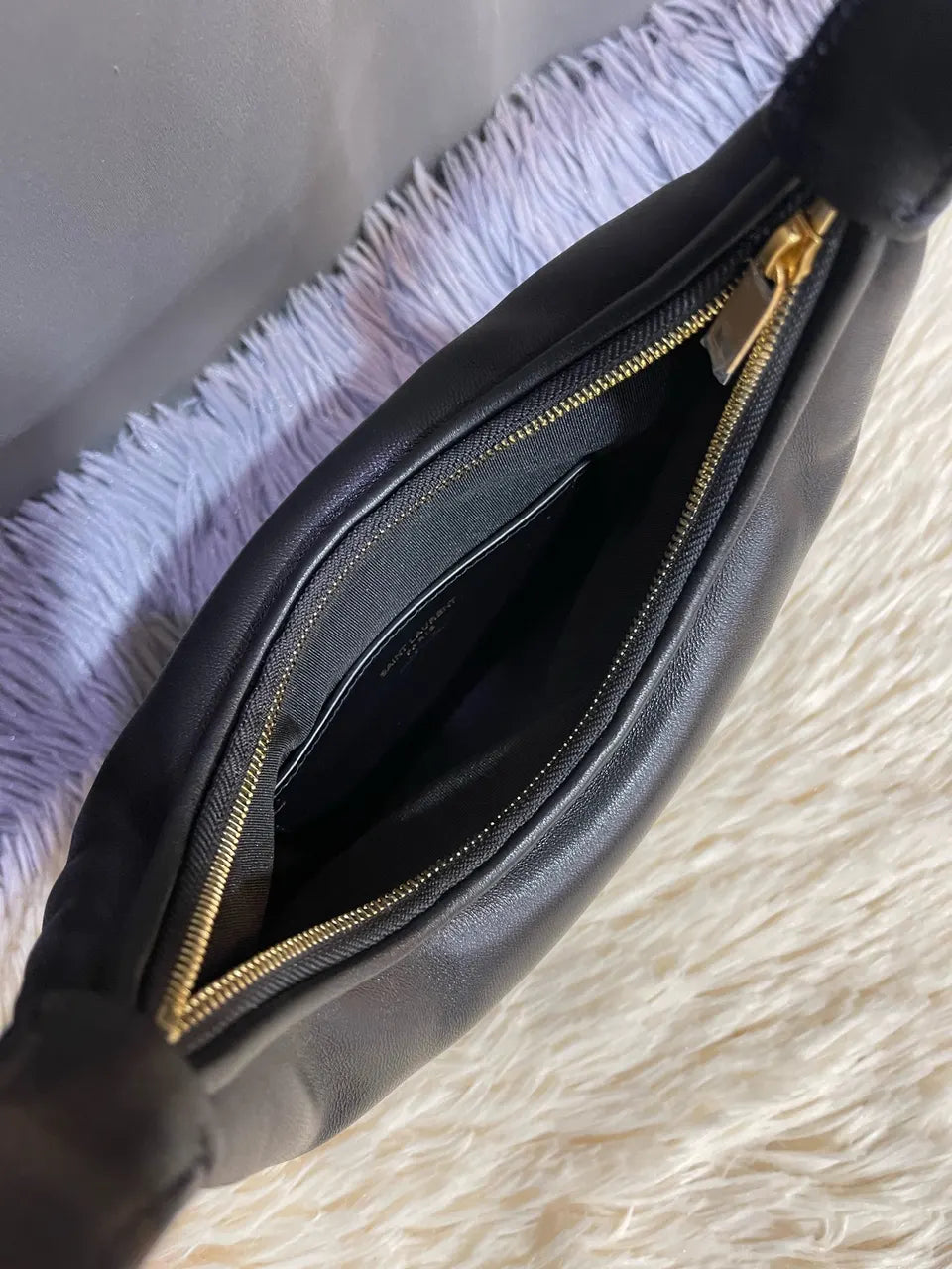 leather Saint Laurent Black Mini Hobo - Hình 8