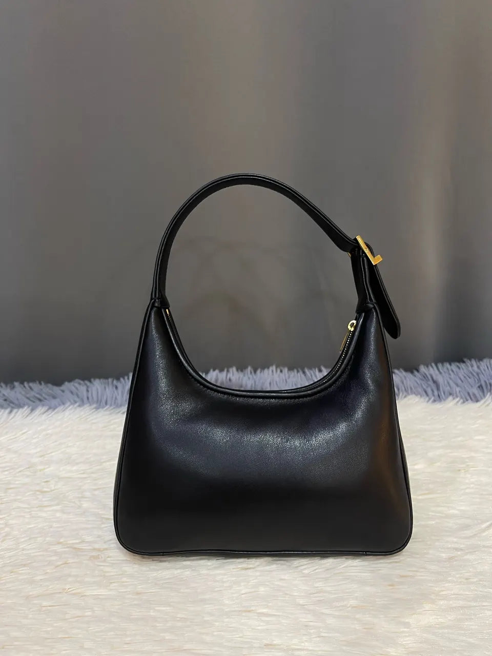 leather Saint Laurent Black Mini Hobo - Hình 3