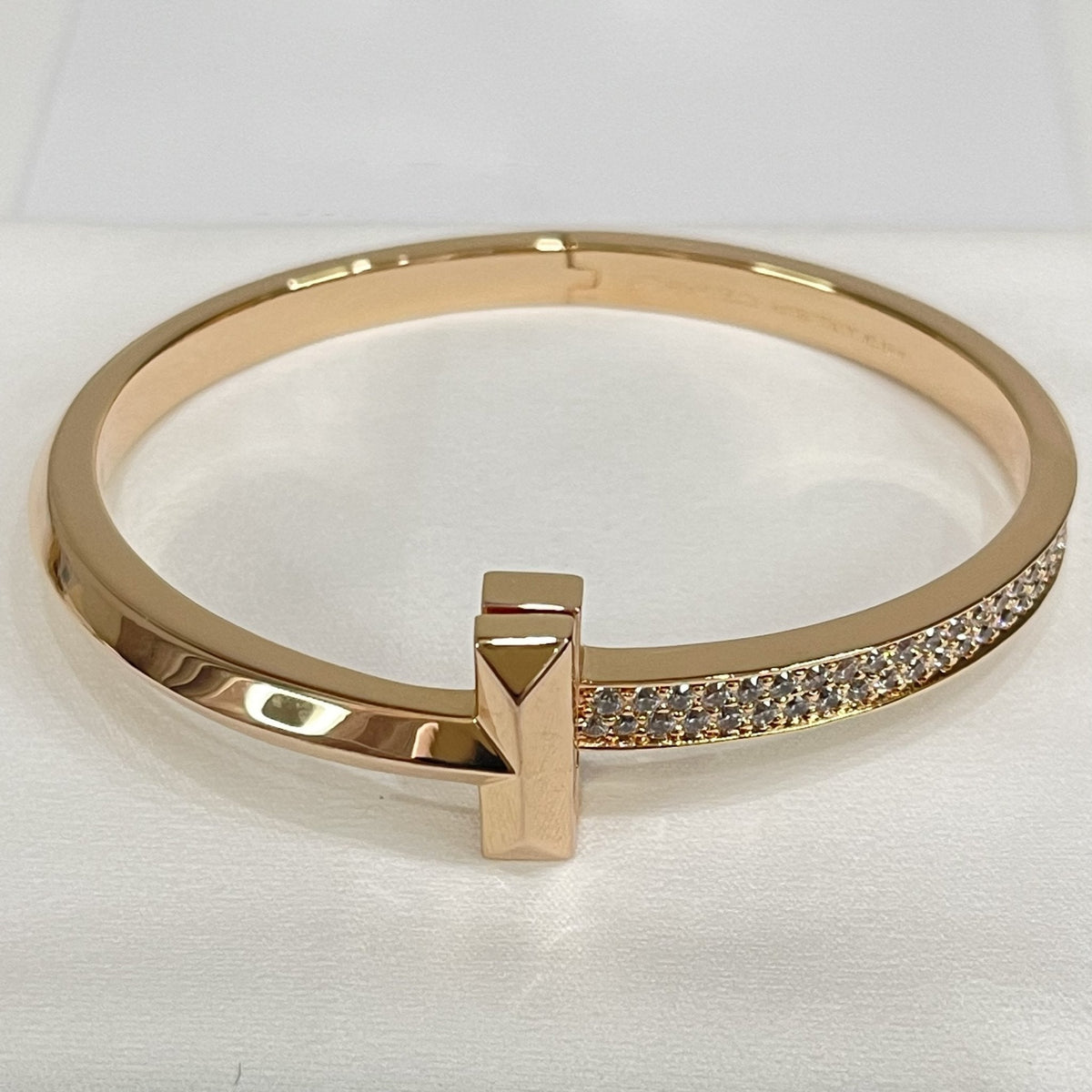 TIFFANY WIDE DIAMONDS HINGED BANGLE PINK GOLD
